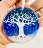  Winter tree of life Christmas fused glass bauble decoration 