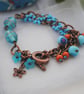 Turquoise & orange splash charm bracelet - Image 1