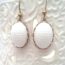 White ceramic cabochon earrings 