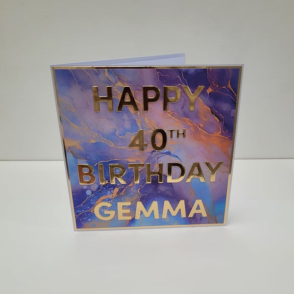 40th Birthday Card - RESERVED FOR MARIE