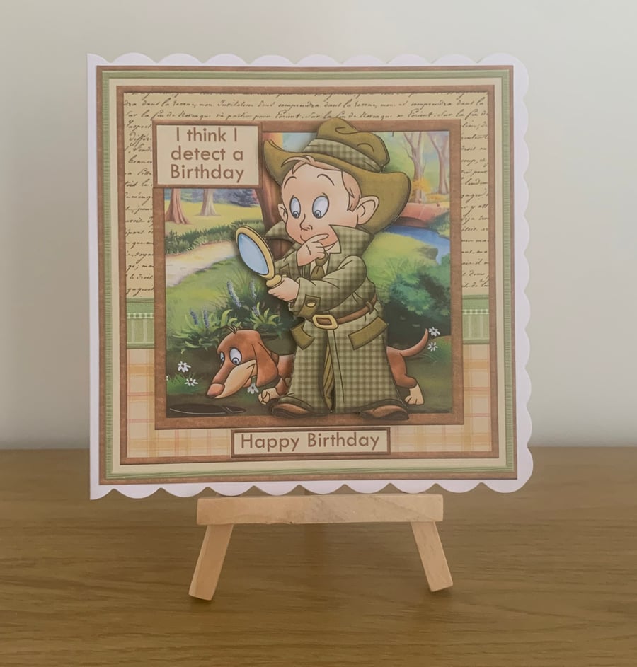 Handmade Private Eye Men's 3D Birthday Card