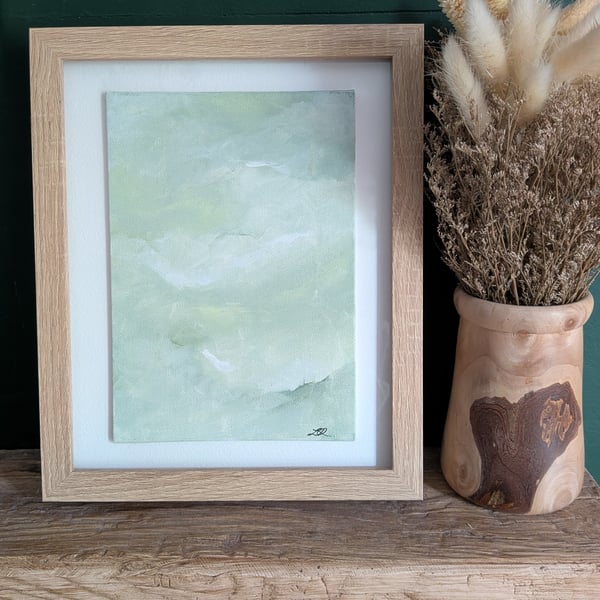 'Sage Seas' Abstract Acrylic Painting