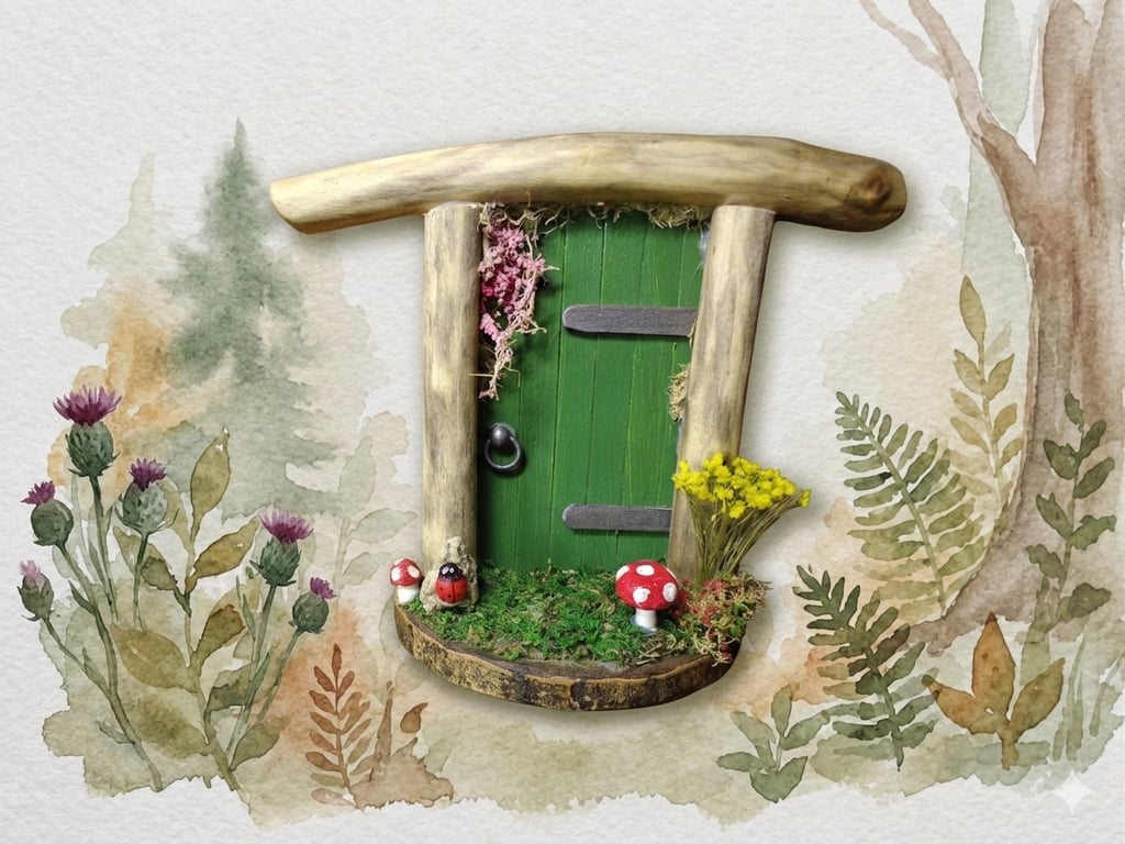 Handcrafted driftwood fairy door.