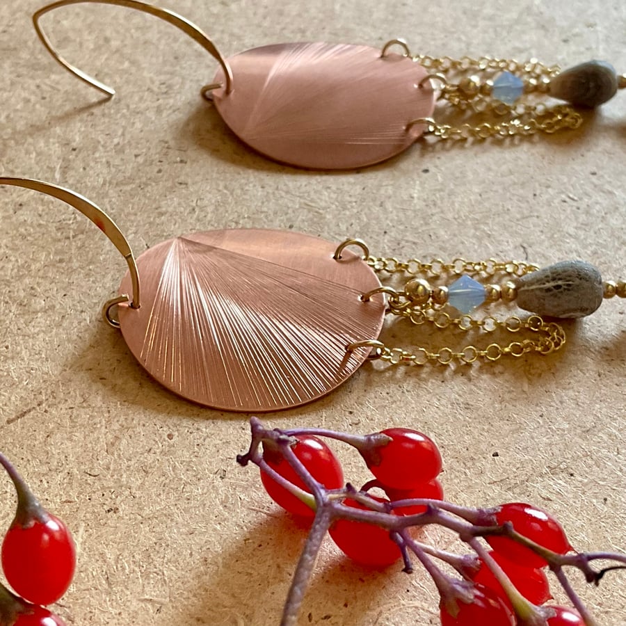  Boho copper, gold & gemstones earrings