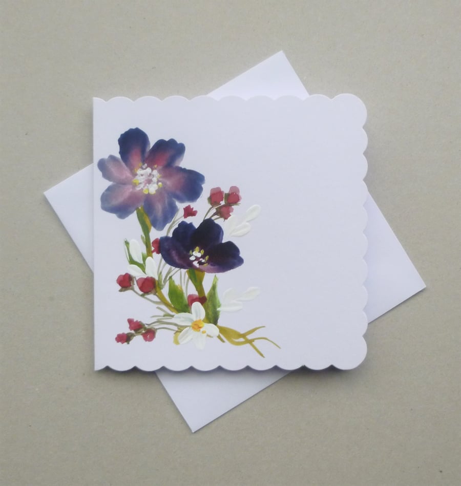 hand painted floral art blank greetings card ( ... - Folksy