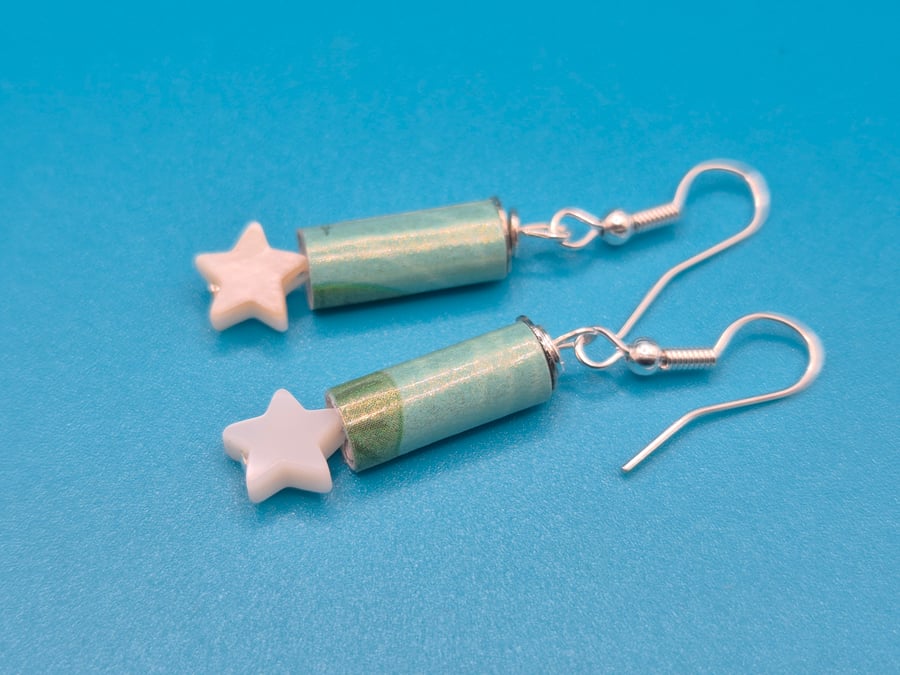 Shooting star paper beaded earrings