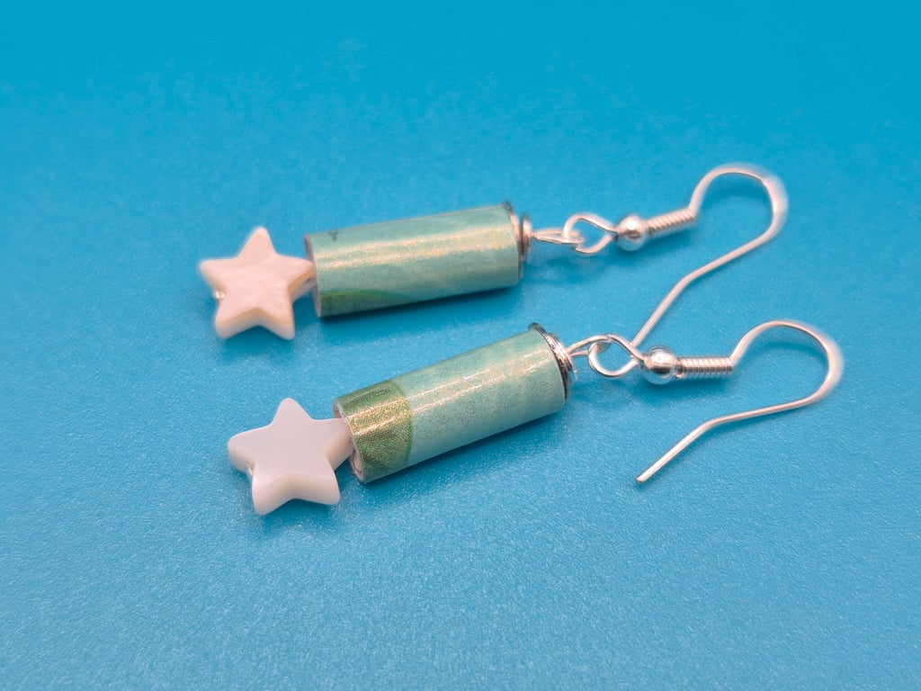 Shooting star paper beaded earrings