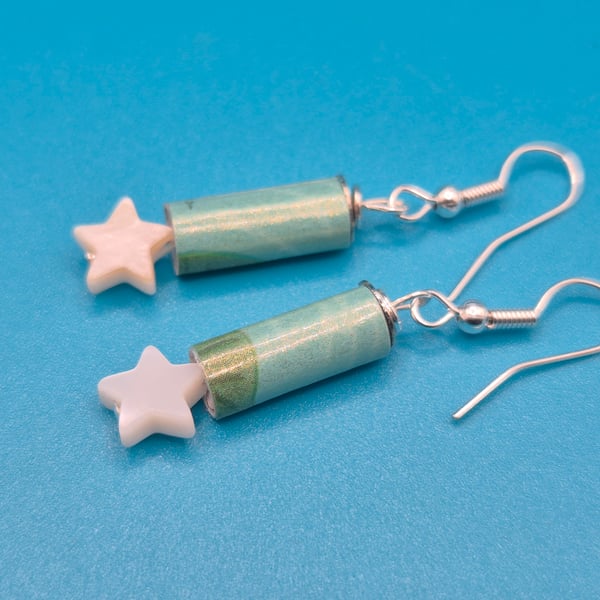 Shooting star paper beaded earrings