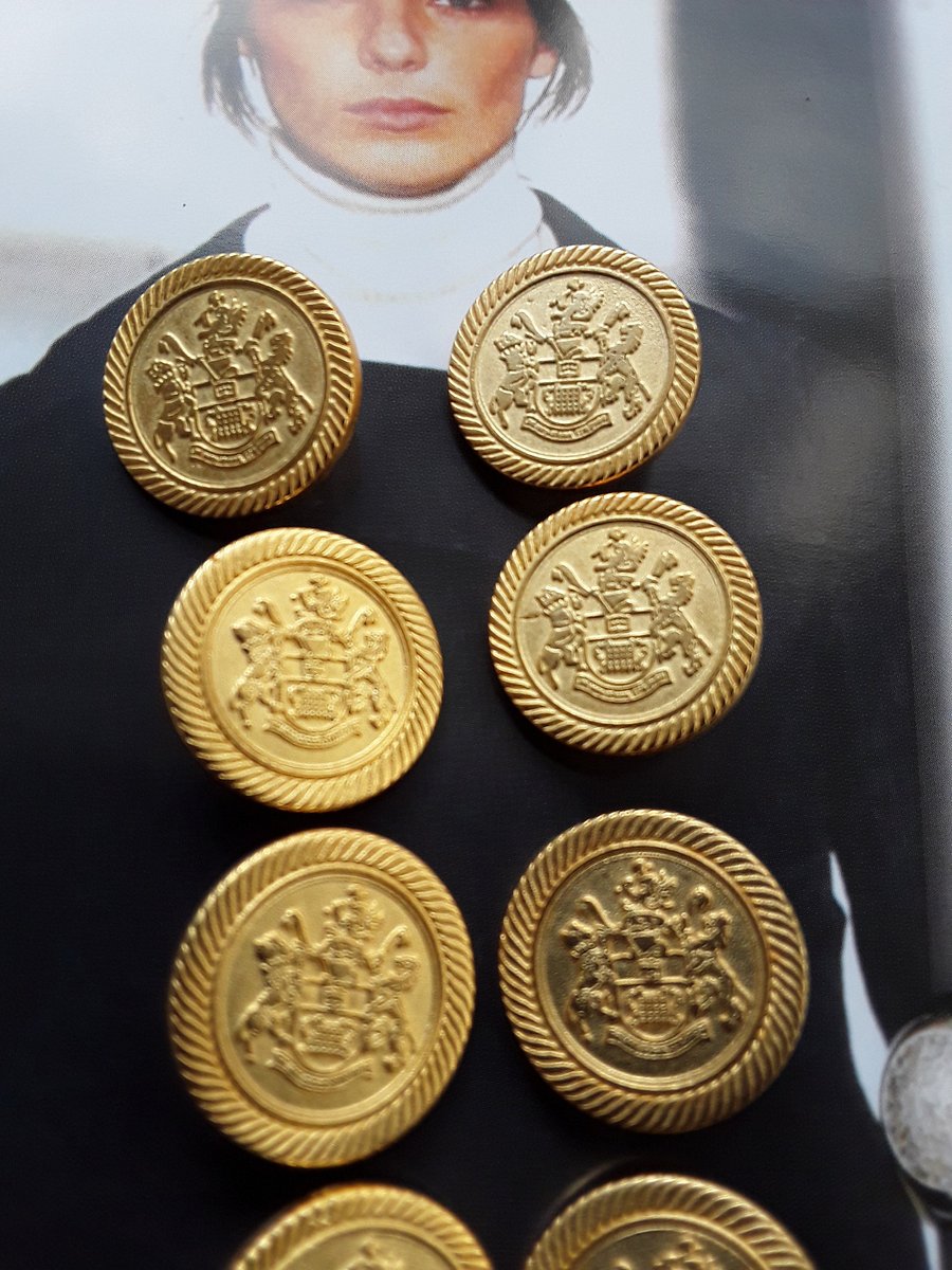 7 8" 22.4mm 36L Italian Matt Gold Crest Military Buttons x 5 Buttons