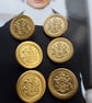 7 8" 22.4mm 36L Italian Matt Gold Crest Military Buttons x 5 Buttons