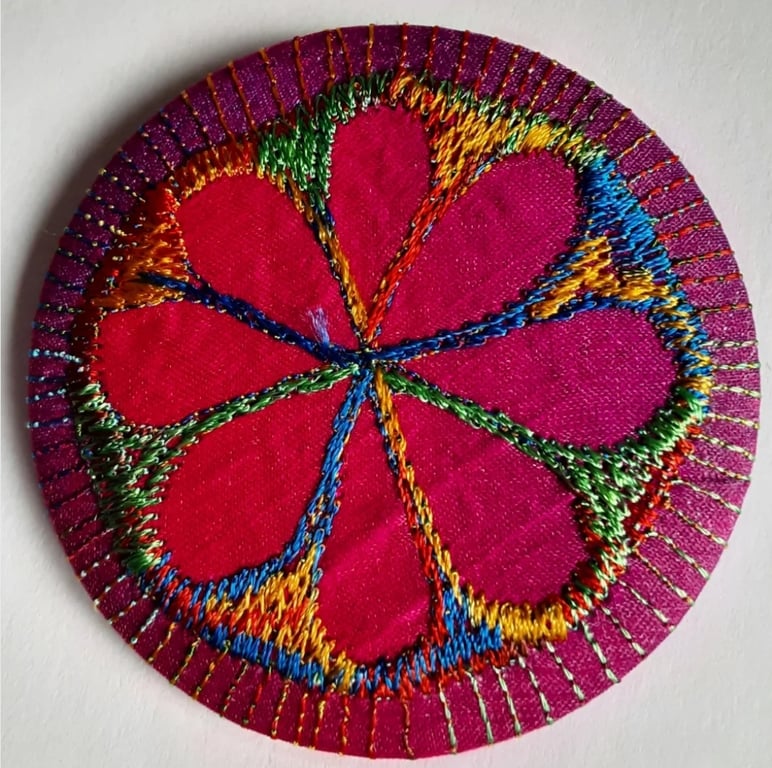 Perfectly Imperfect Badge 58mm Multicoloured Flower Badge 