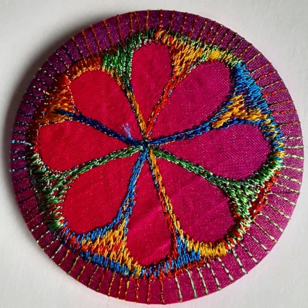 Perfectly Imperfect Badge 58mm Multicoloured Flower Badge 