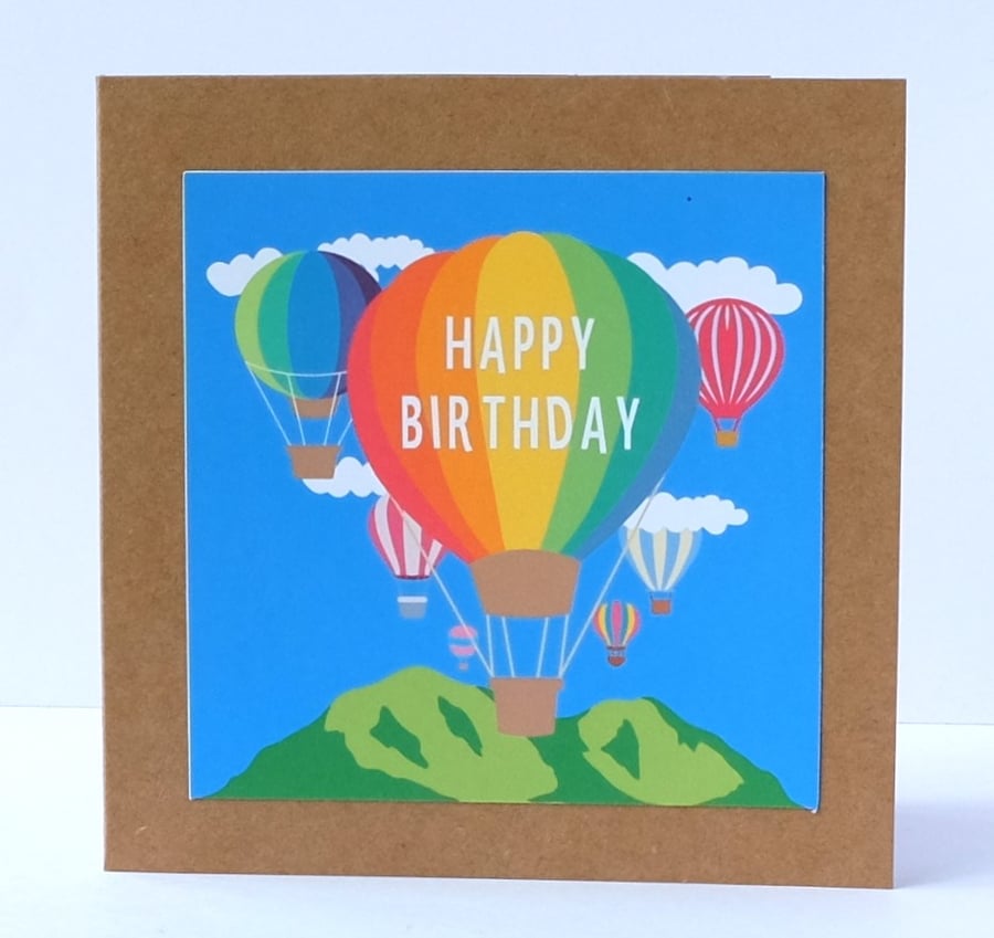 'Colourful Card' Hot Air Balloon Birthday Card 