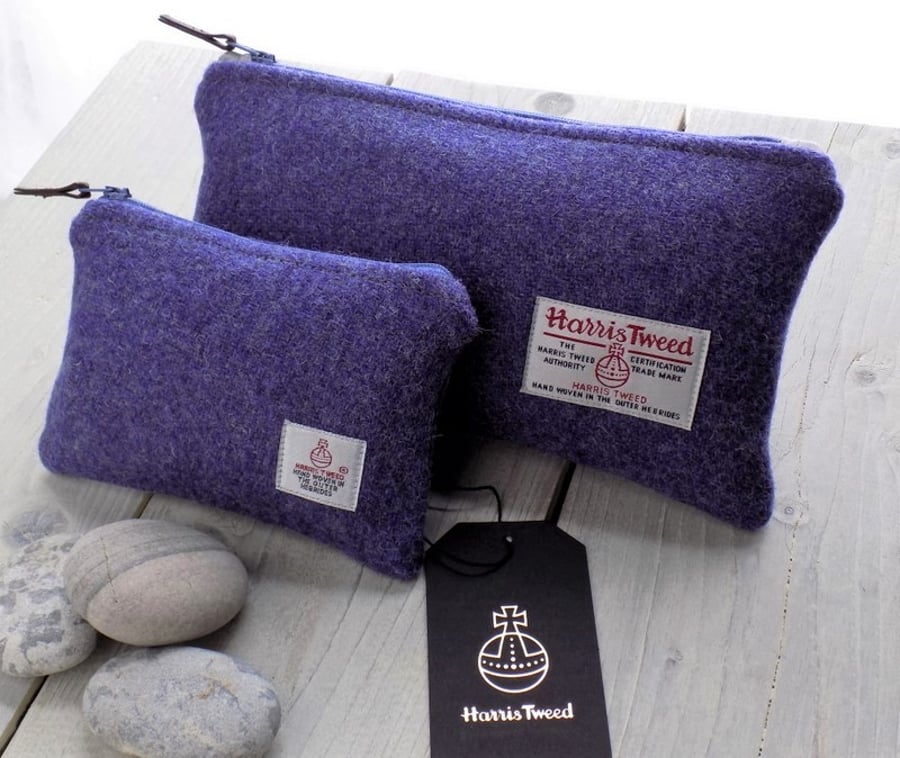 Harris Tweed gift set. Clutch and coin purse in lavender purple