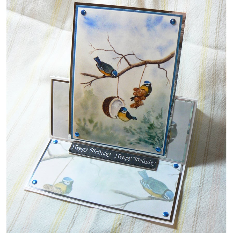 Bluetits Feeding Easel Card (HB310)