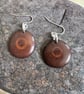 Nutty brown round Tagua earrings 