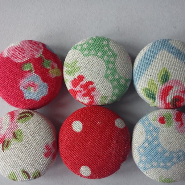 Cath Kidston fabric covered button fridge magnets