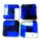 Fused Glass Coasters Set of 4 8cm Blue