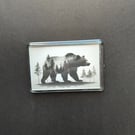 Bear Silhouette Fridge Magnet – Nature Inspired Forest Art – Acrylic Miniature C