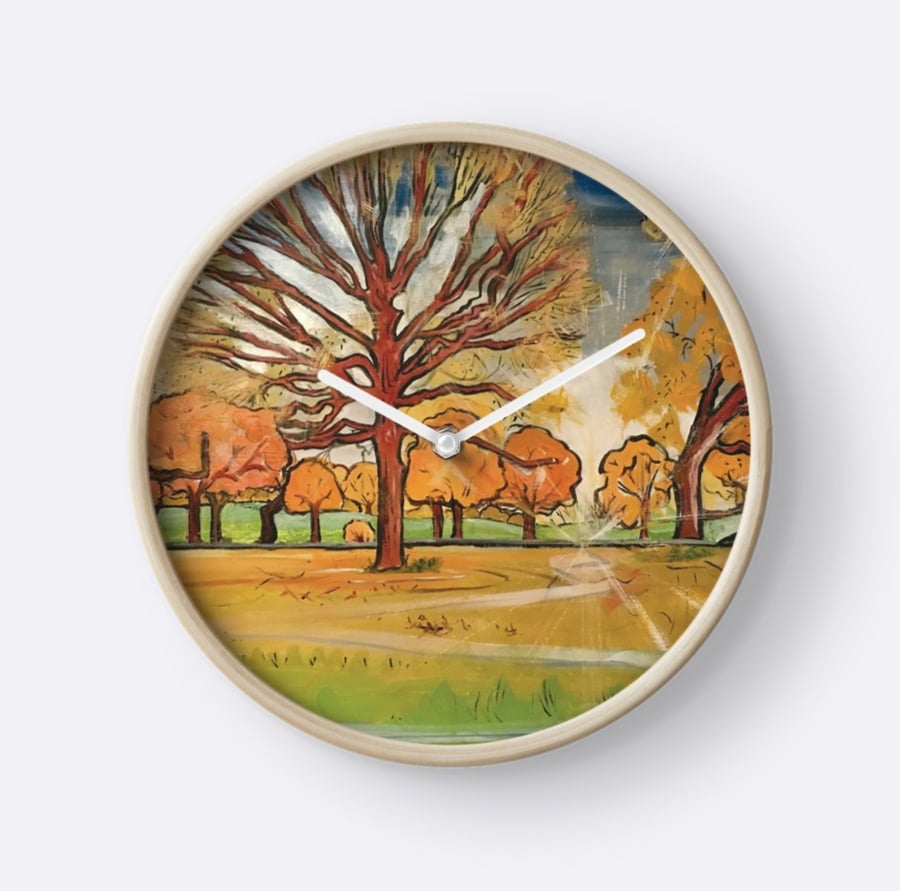 Beautiful Wall Clock Featuring The Painting ‘Leaves, Colour, Light’