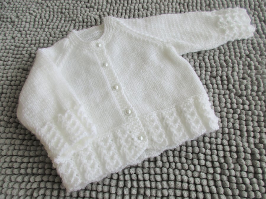 16" Lace Edge Baby Girls Cardigan