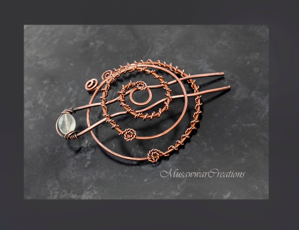 Antique Copper Spiral Bun Cage, Twisted Copper Hair Pin,Bun Holder for Long hair