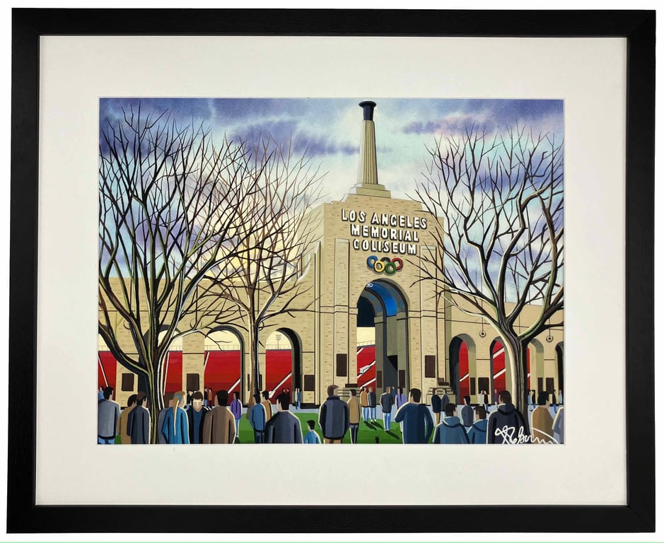 Los Angeles Memorial Coliseum Quality Framed Art Print. 20" x 16" Frame Size