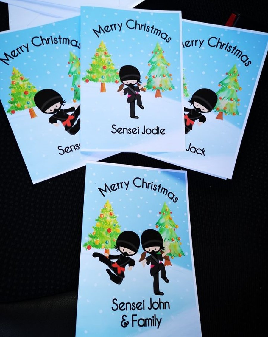 Martial Arts Teacher Christmas Card Set of 4 personalised cards