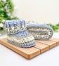 Blue Crochet Baby Booties - Sizes Newborn - 6 Months - Image 4