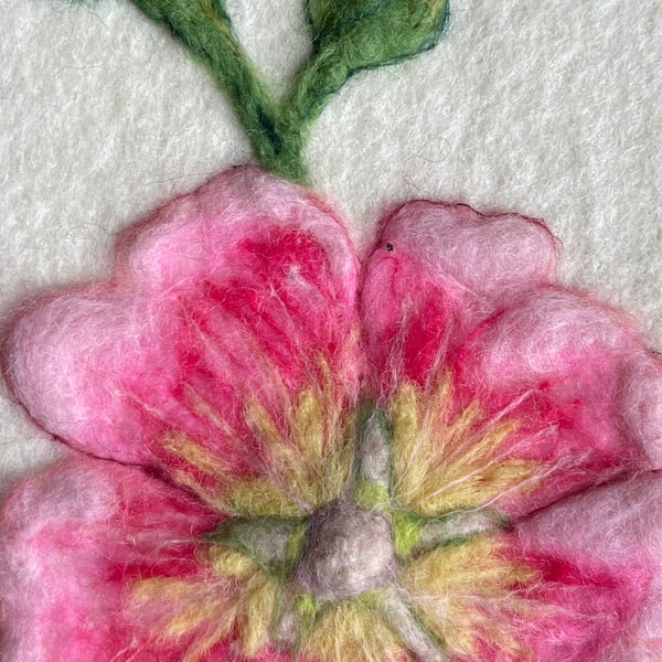 Hand Felted Hollyhock Textile Artwork