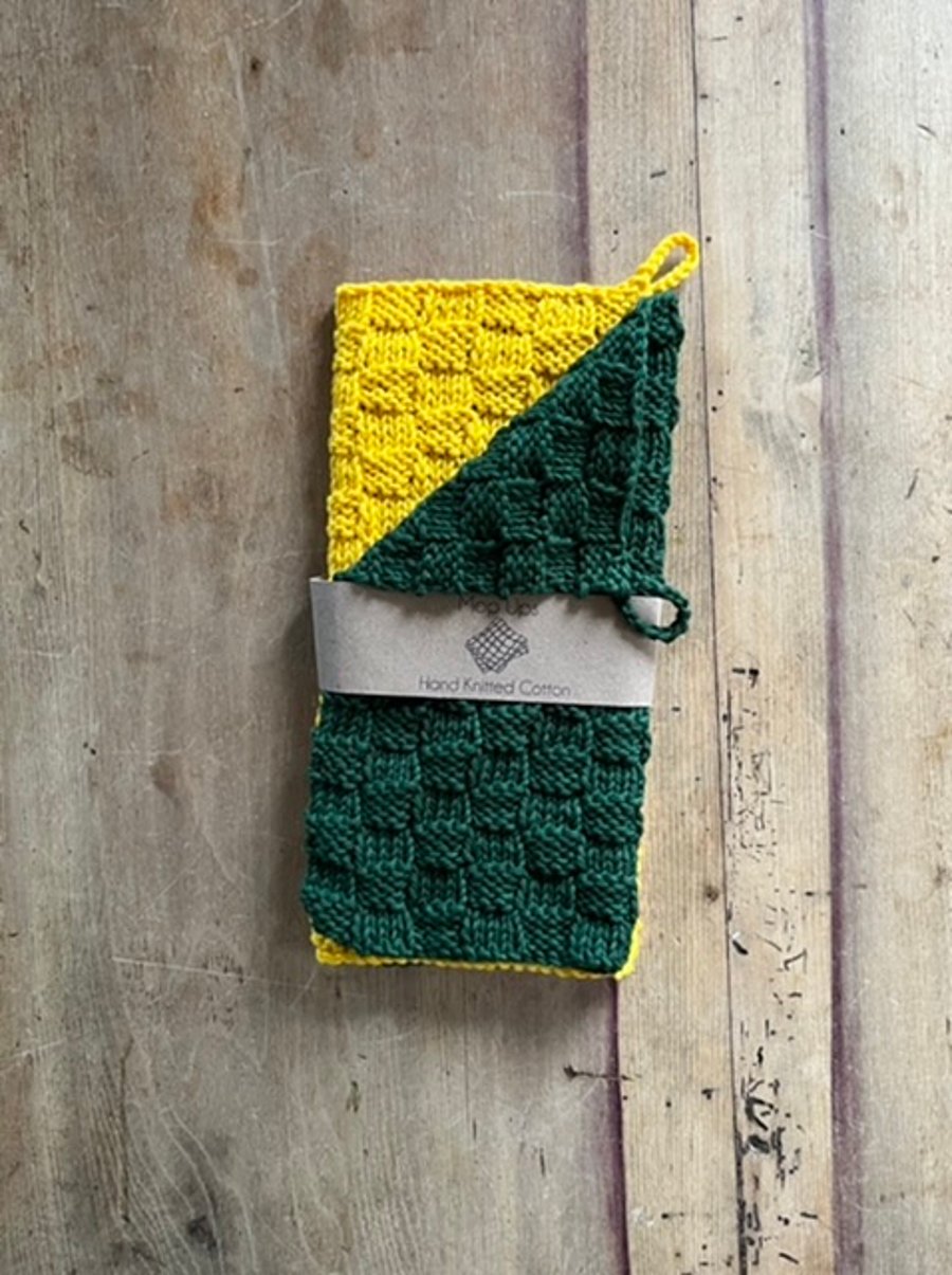 100% Cotton hand knitted dishcloths - Daffodil Fields