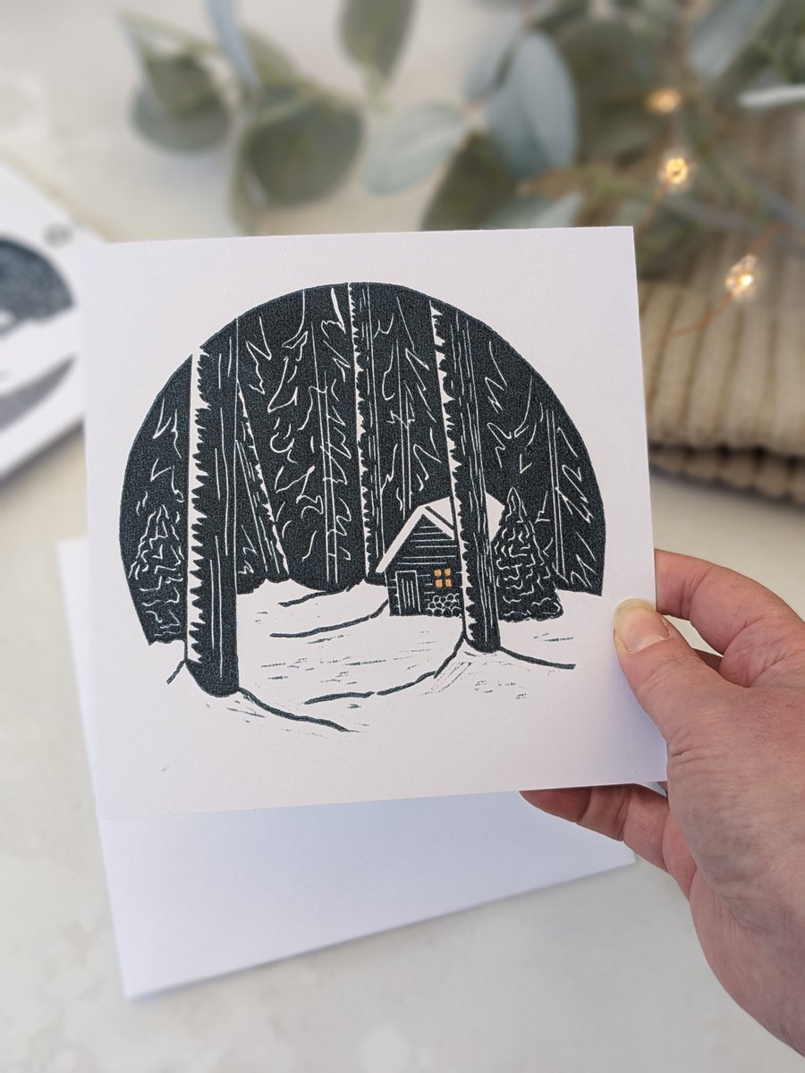 Woodland Cabin Christmas Card
