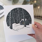 Woodland Cabin Christmas Card
