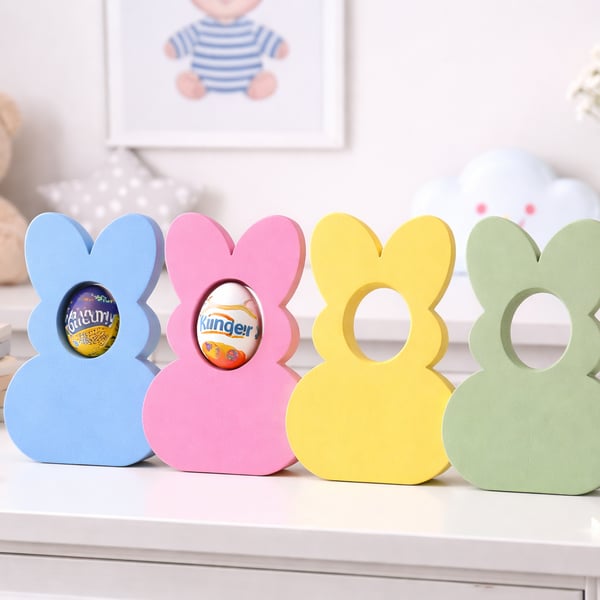 Wooden Easter Bunny Egg Holder – Freestanding Kinder Egg or Creme Egg Holder 