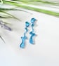 Blue Acrylic Squiggle Anstract Earrings