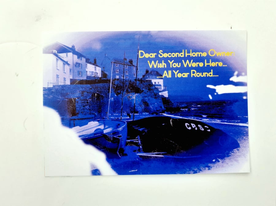 Alternative art postcard, Cornwall no 3. Wish You Were Here All Year Round
