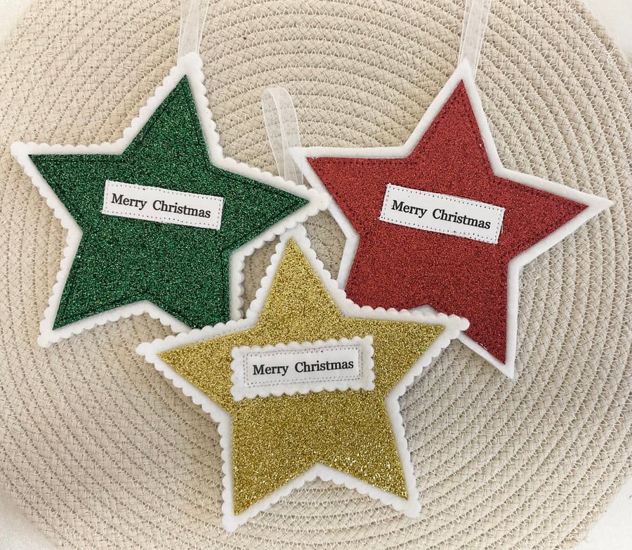 Glitter Star Christmas Decorations