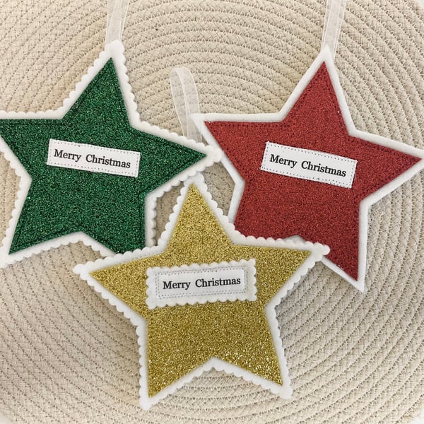 Glitter Star Christmas Decorations
