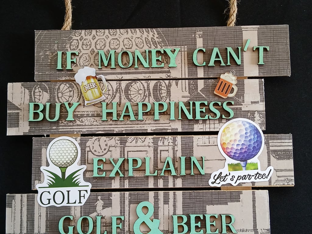 Hand decorated hanging wooden sign 