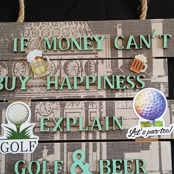 Hand decorated hanging wooden sign 