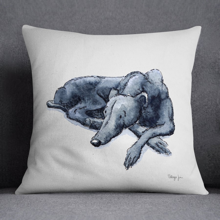 Greyhound Black Laying Cushion