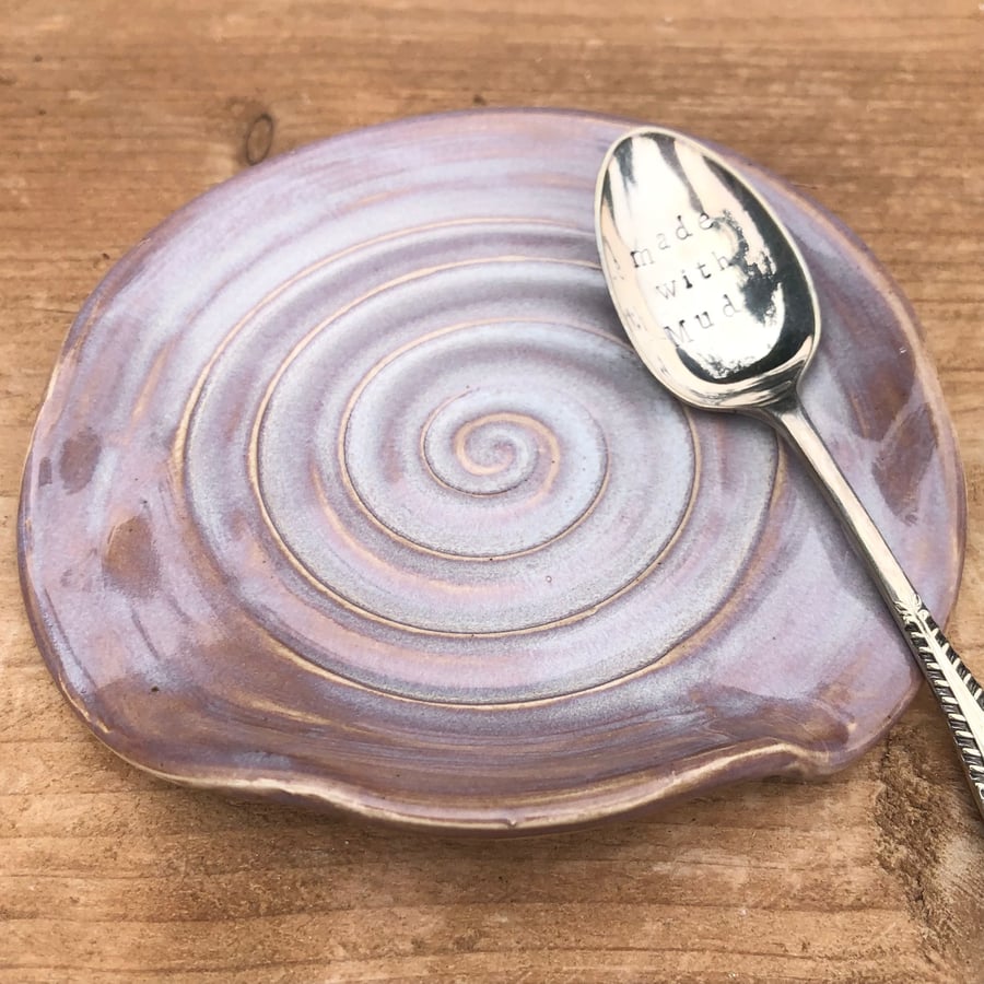 Swirly Wheel Thrown Stoneware Spoon Rest