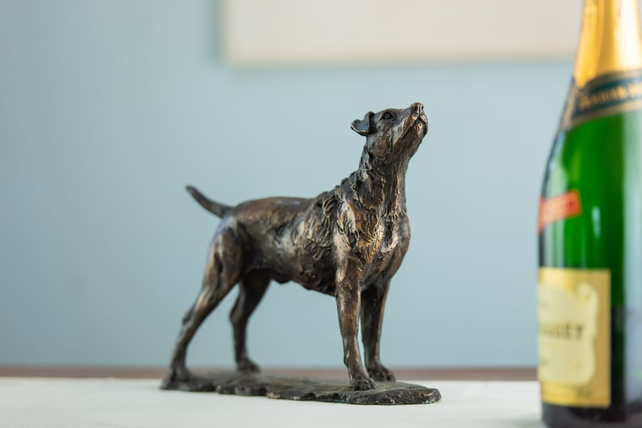 Standing Patterdale Terrier Dog Statue Small Foundry Bronze Sculpture