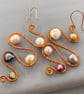 Multicoloured Cultured Pearl Copper Abstract Squiggle Dangle Earrings  - Image 1