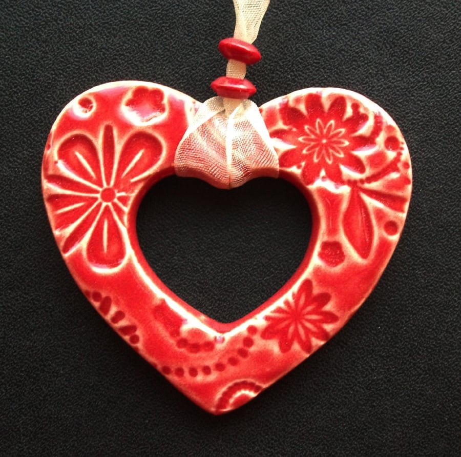Red Ceramic heart decoration