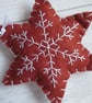 Hand Embroidered Felt 'Gingerbread' Snowflake Tree Decoration - B - Image 3