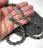 Frosted black labradorite and silver bead necklace, adjustable length - Image 6