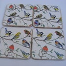 Set of 4 British birds decoupaged coasters.