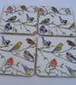Set of 4 British birds decoupaged coasters.