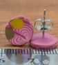 Swirly pink with yellow and green detail studs - Image 4